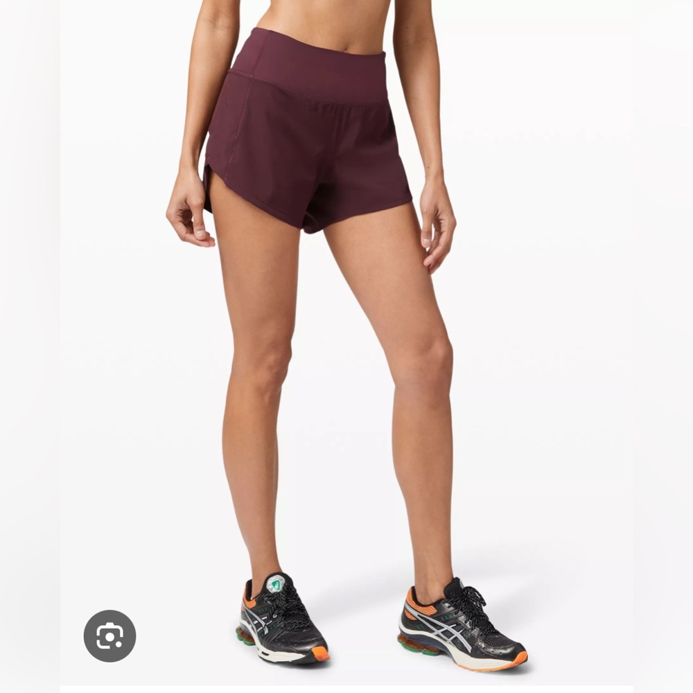 Lululemon Speed Up Mid Rise Shorts, Burgundy size 6 tall